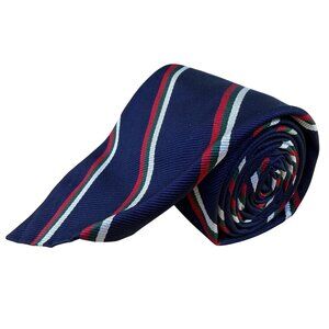 Robert Talbott Mens Navy Blue Silk Striped Tie Hand-Sewn Georgetown University S